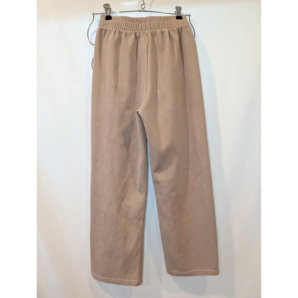 Kiench Tan Beige Ribbed‎ Wide Leg Soft Pants Elastic Waist High Rise Size 11-12